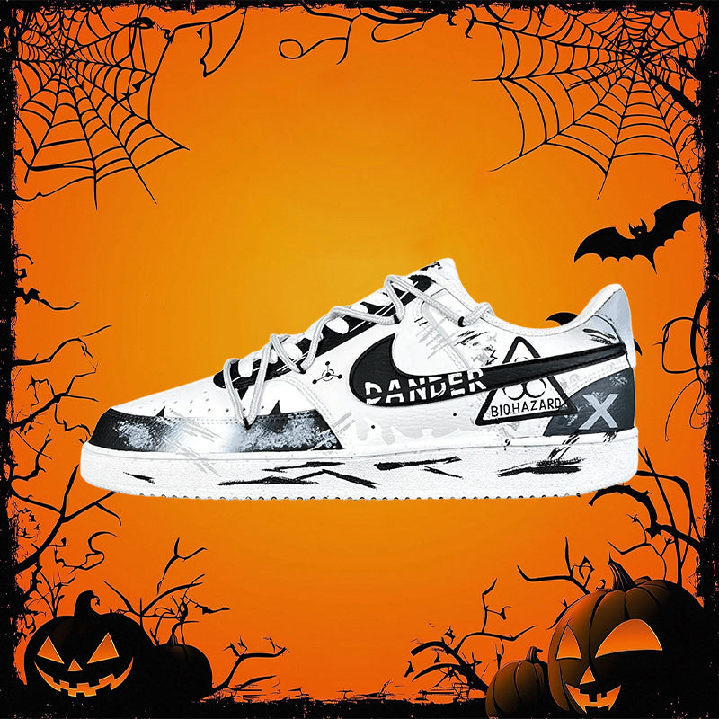 Custom Dangerous Party Court Vision Low Black/White/Gray – hand-painted custom sneakers | DiySneakers