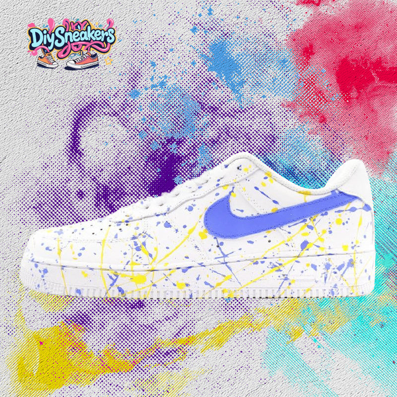 Custom The colors are jumping, blue and yellow Air Force 1 White/Blue/Yellow – hand-painted custom sneakers | DiySneakers