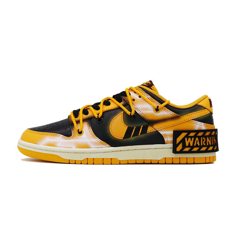Custom Yellow Warning Dunk Low Yellow – hand-painted custom sneakers | DiySneakers