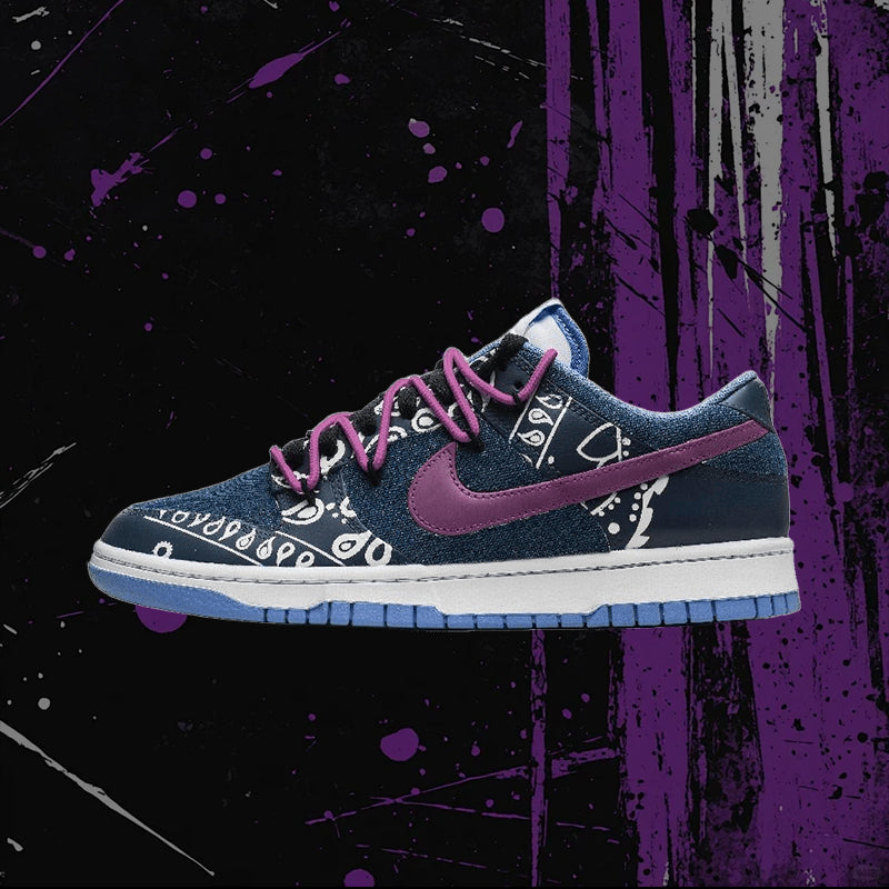 Custom Bibo Cashew Nuts Dunk Purple/Blue – hand-painted custom sneakers | DiySneakers