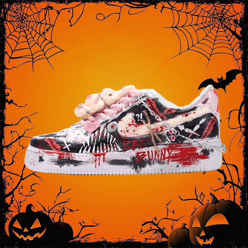 Custom The female bad rabbit Air Force 1 Red/Black – hand-painted custom sneakers | DiySneakers