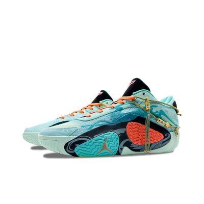Custom Vortex Jordan Tatum 2 Cyan/Orange – custom sneakers view 2 | DiySneakers