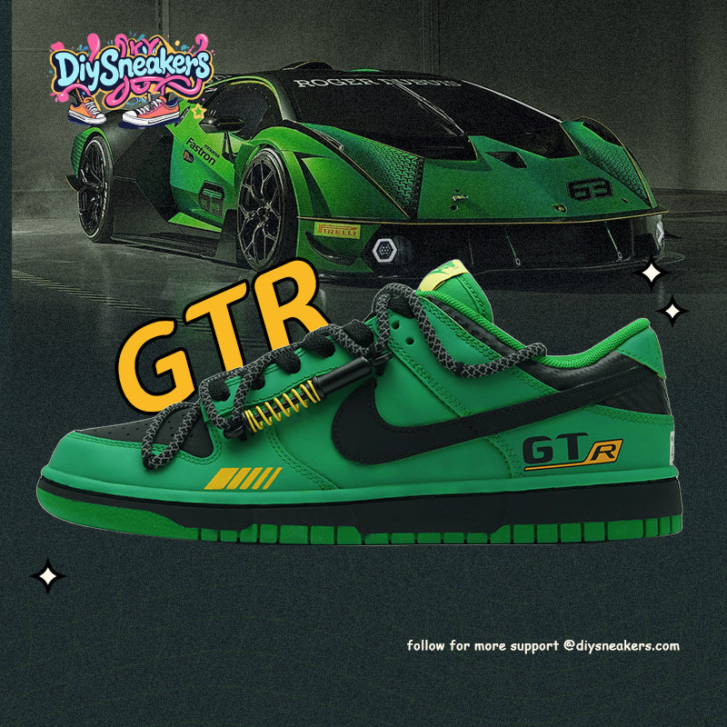 Custom Green Goblin Dunk Green/Black – hand-painted custom sneakers | DiySneakers