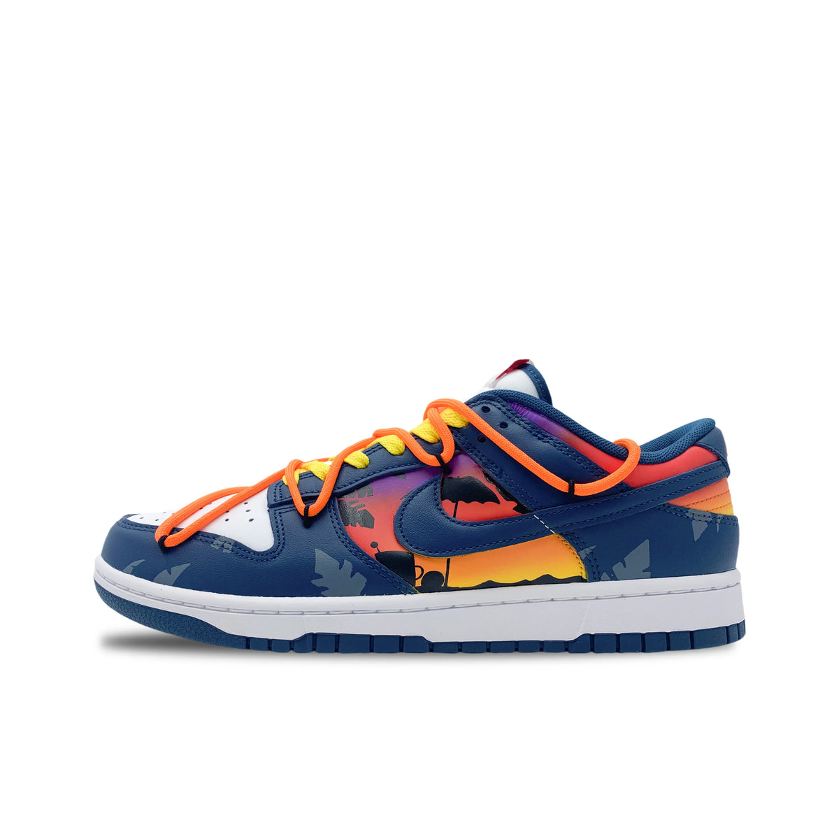 Custom West Coast Dunk Blue/Faded Color – hand-painted custom sneakers | DiySneakers