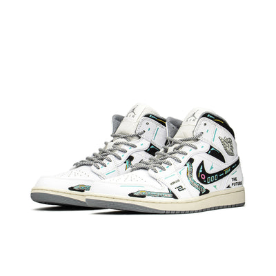 Custom Cyber White Sugar Jordan Air Jordan 1 Mid – custom sneakers view 2 | DiySneakers