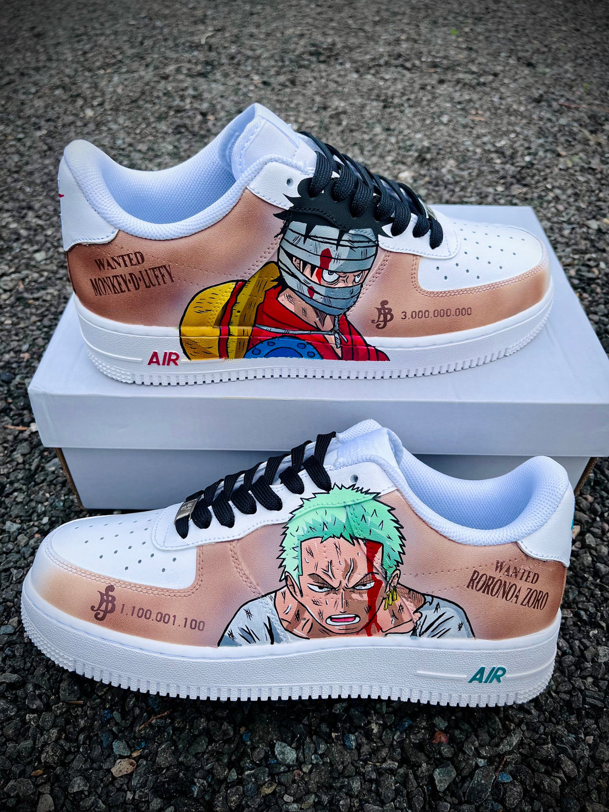 Custom Luffy and Zoro Air Force 1 – hand-painted custom sneakers | DiySneakers