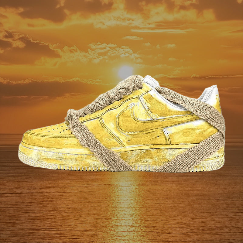 Custom tie-dyed aged yellow Air Force 1 Yellow – hand-painted custom sneakers | DiySneakers
