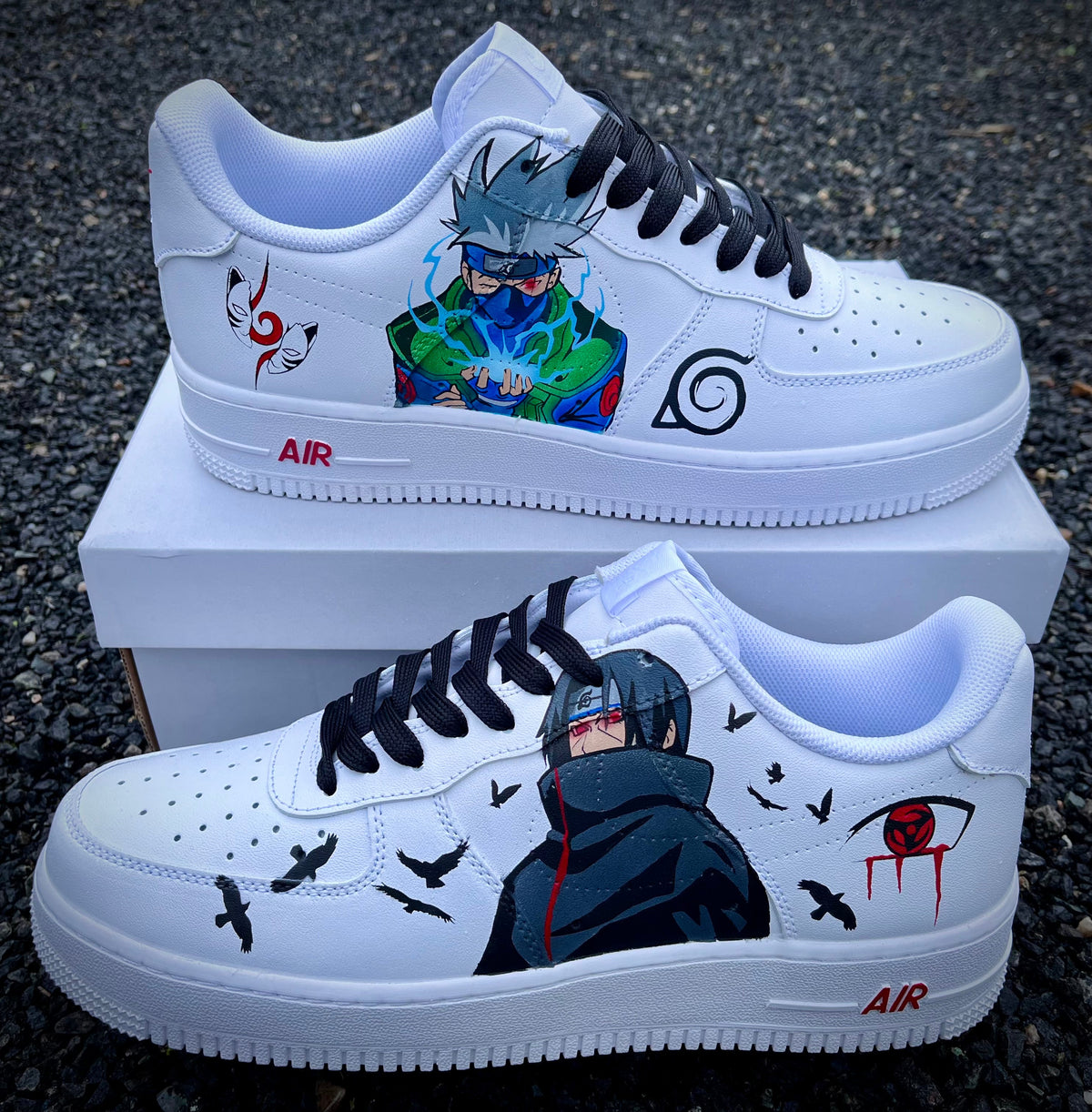Custom Itachi Vs kakashi Air Force 1 – hand-painted custom sneakers | DiySneakers