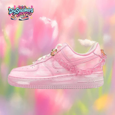 Custom Valentine Day is dyed pink with alcohol scratch-off cards Air Force 1 – custom sneakers view 2 | DiySneakers