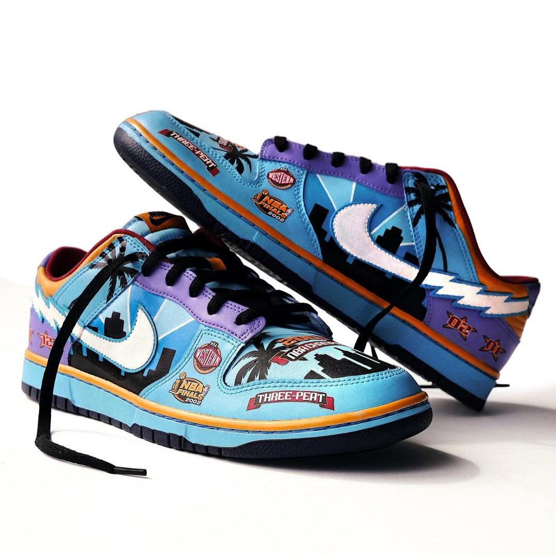 Custom Three - Peat Dunk Blue – hand-painted custom sneakers | DiySneakers