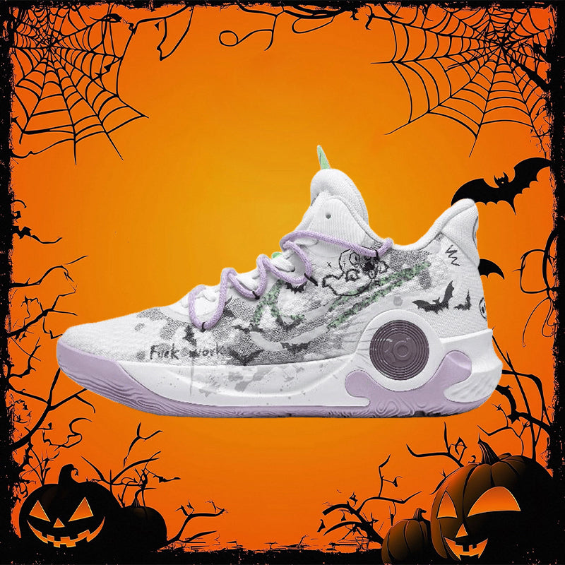 Custom Lovely ghost KD Trey 5 IX Vintage White/green/gray – hand-painted custom sneakers | DiySneakers