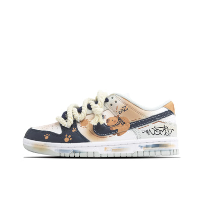 Custom Capybara Dunk Hand-painted Cute Style Deep Blue/Brown – custom sneakers view 2 | DiySneakers