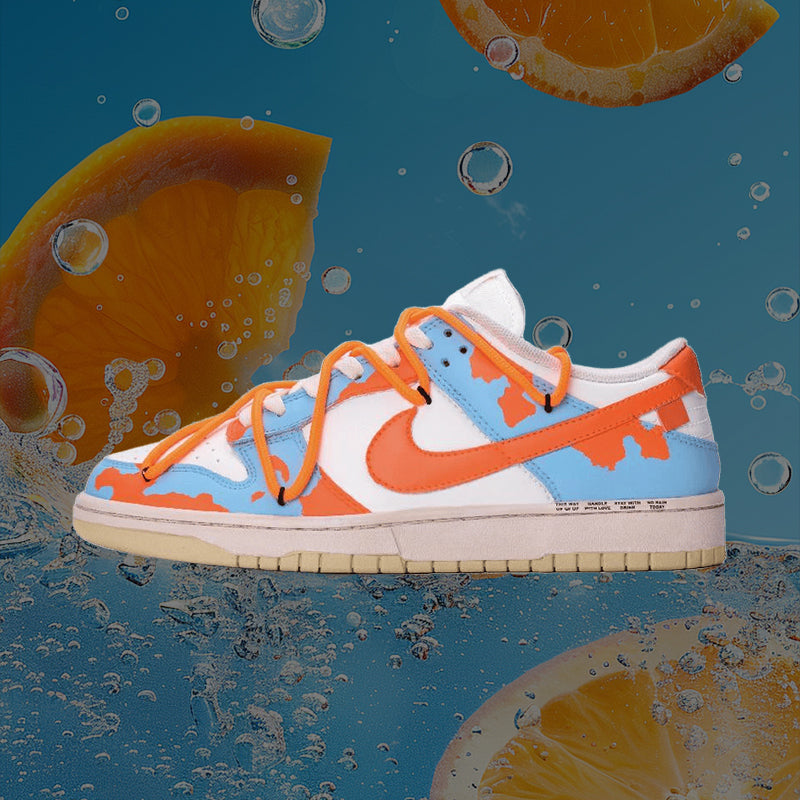 Custom Rainforest for and Dunk Blue/Orange – hand-painted custom sneakers | DiySneakers