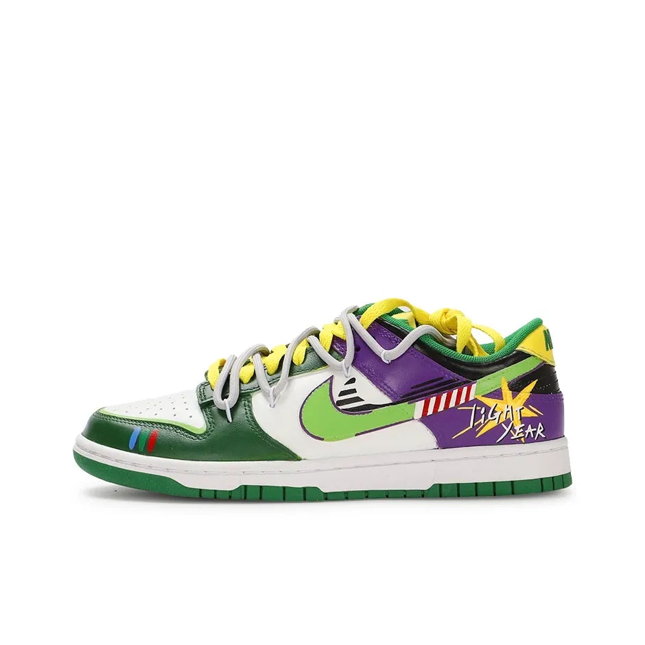 Custom Leap Through the Light-Years Dunk Low Green/Purple – hand-painted custom sneakers | DiySneakers