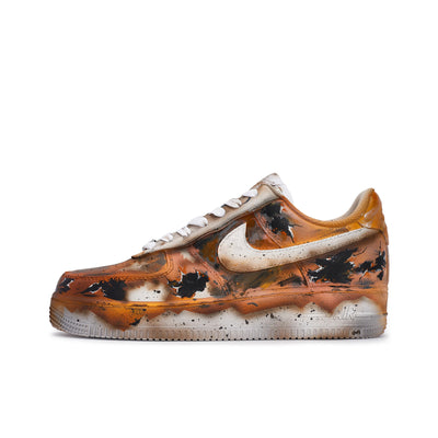 Customized Damaged Space Air Force 1 Shoes Black/Orange – custom sneakers view 2 | DiySneakers