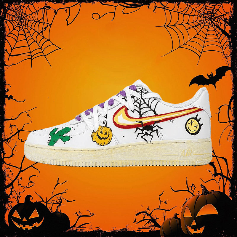 Custom graffiti logo deconstructed shoelaces Air Force 1 White – hand-painted custom sneakers | DiySneakers