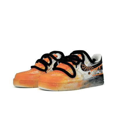 Custom Spiderweb Mist Air Force 1 Low Black/Orange – custom sneakers view 2 | DiySneakers