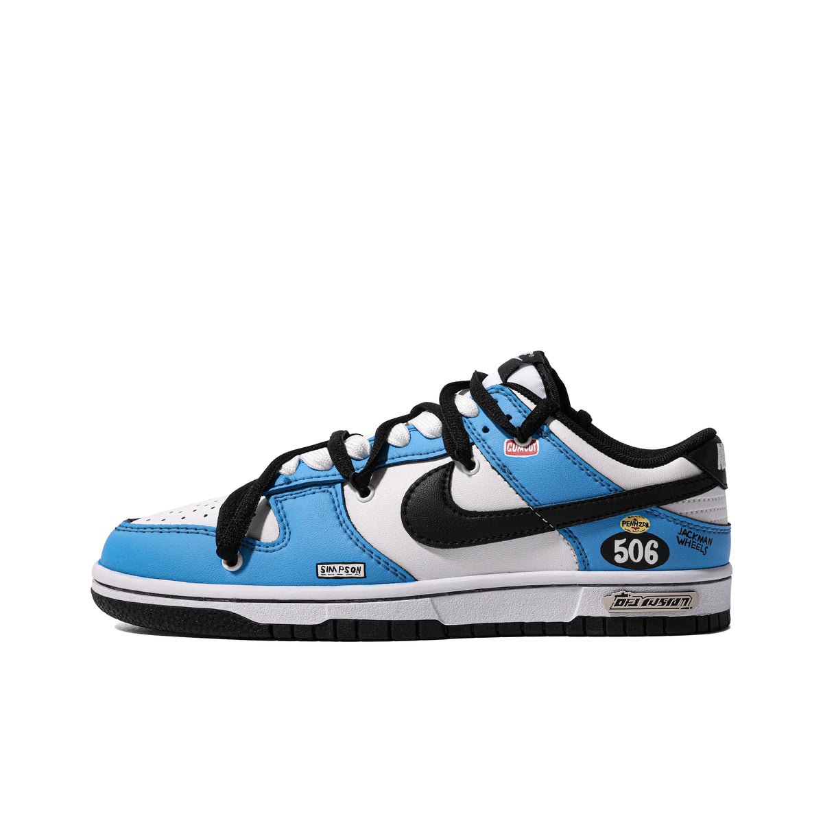 Custom GUMOUT, Racing car Dunk Blue – hand-painted custom sneakers | DiySneakers