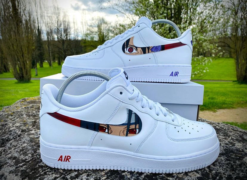 Custom Itachi Naruto Shippuden Air Force 1 – hand-painted custom sneakers | DiySneakers