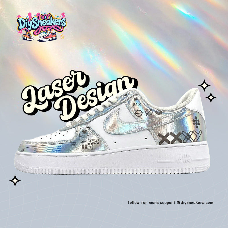 Custom Reprinted Glow-In-The-Dark Video Game 2D Style Air Force 1 White – hand-painted custom sneakers | DiySneakers