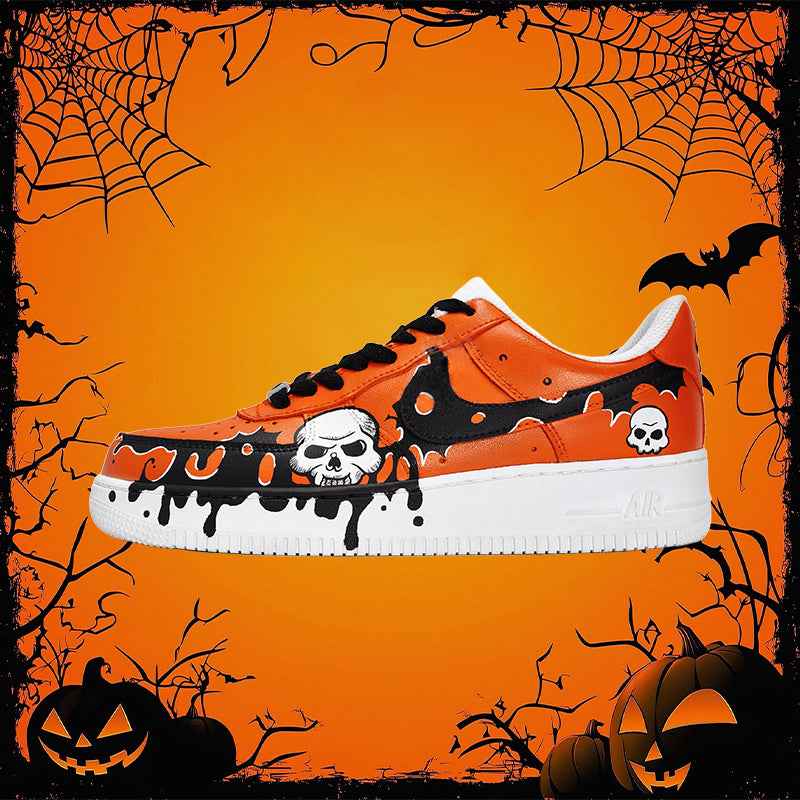 Customized Hand-painted Graveyard Shadows Air Force 1 Shoes Halloween Series Orange – hand-painted custom sneakers | DiySn…