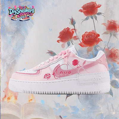 Custom Rose GirL Air Force 1 Pink/white – custom sneakers view 2 | DiySneakers