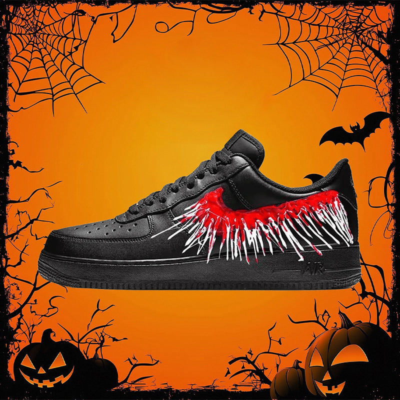 Custom Bloodstained Teeth 2.0 Air Force 1 Black – hand-painted custom sneakers | DiySneakers