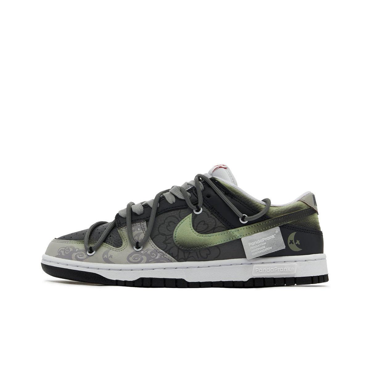 Custom Moon Dunk Gray/Green – hand-painted custom sneakers | DiySneakers