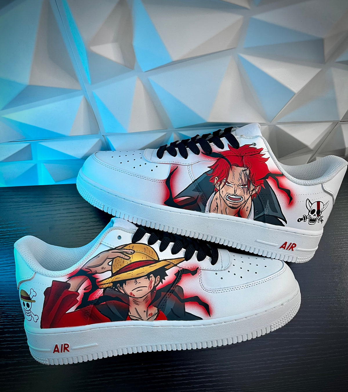 Custom Shanks vs luffy Air Force 1 – hand-painted custom sneakers | DiySneakers