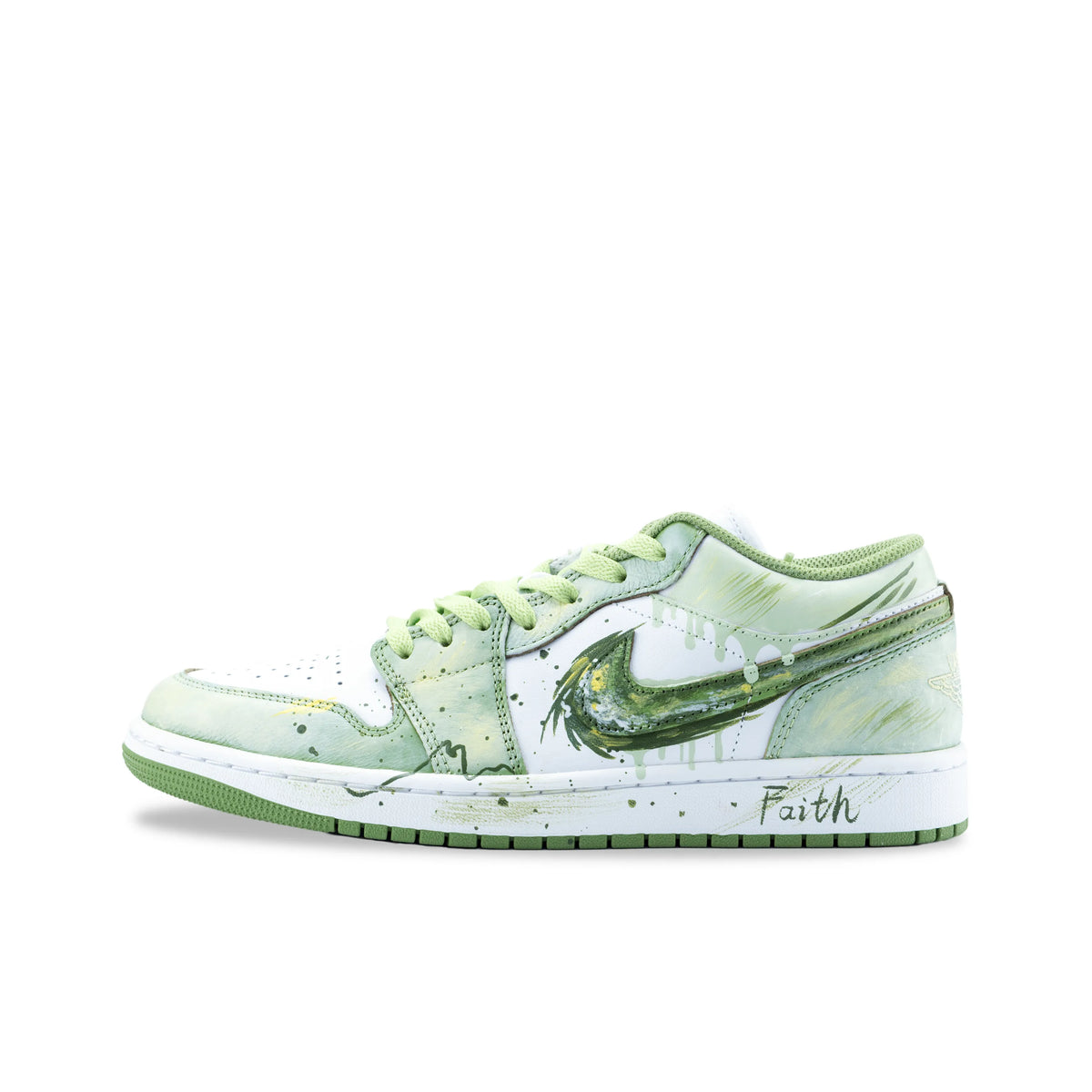 Custom Tundra Air Jordan Low - Top Green – hand-painted custom sneakers | DiySneakers