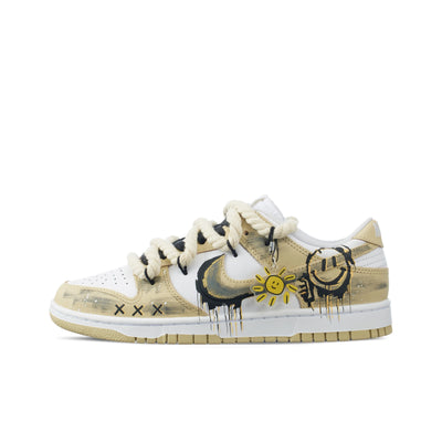 Custom Smiley Face Graffiti Dunk Distressed Style Yellow – custom sneakers view 2 | DiySneakers