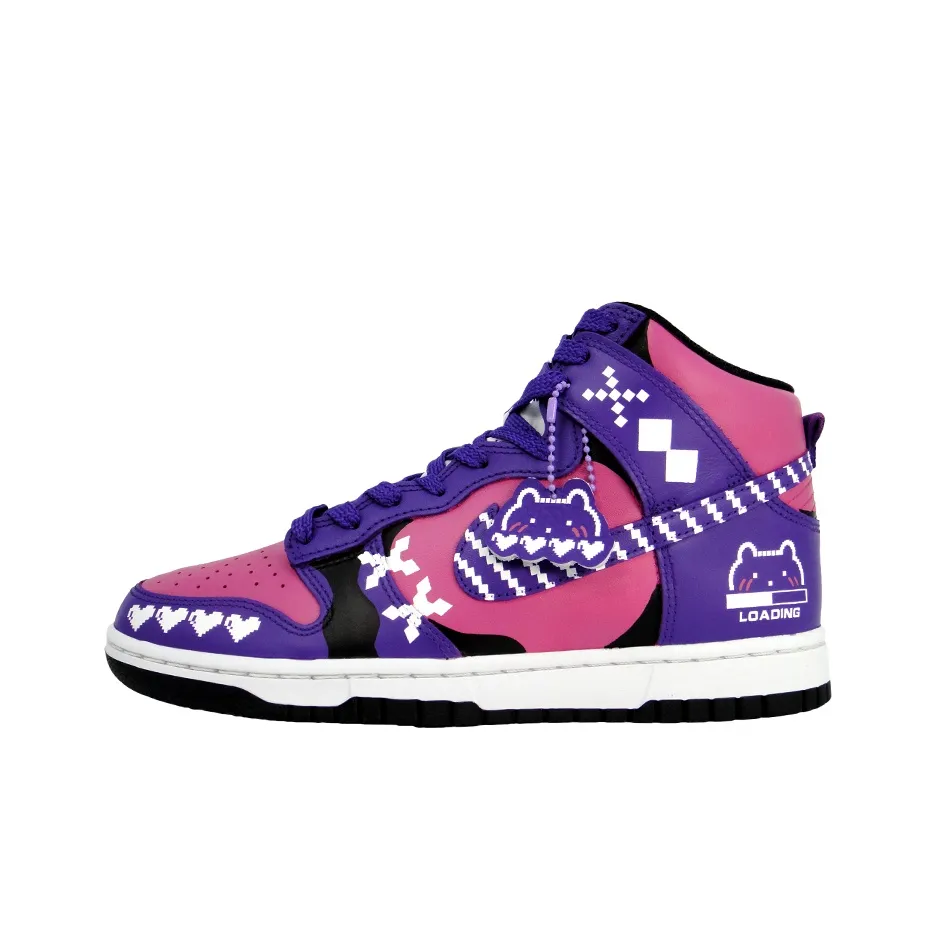 Custom Pixel Electronic Rabbit Dunk High – hand-painted custom sneakers | DiySneakers