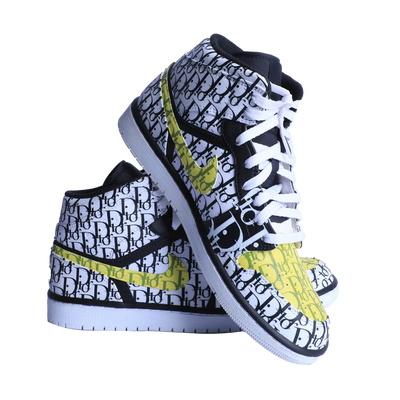 Custom Jacquard Monogram Print Air Jordan 1 – custom sneakers view 2 | DiySneakers