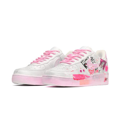 Custom Fluorescent Graffiti Air Force 1 Pink/Gray – custom sneakers view 2 | DiySneakers