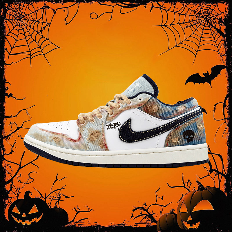 Custom Doomsday Battleground Air Jordan Low - Top Faded Color Denim Style – hand-painted custom sneakers | DiySneakers