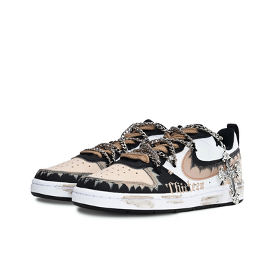 Customized Ten Evil Disciples Court Borough Shoes Female Brown/Black Gothic style – custom sneakers view 2 | DiySneakers