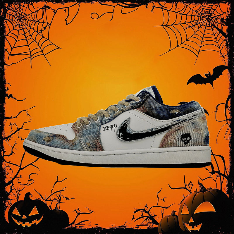 Custom Doomsday Battleground Air Jordan Low - Top Denim Style – hand-painted custom sneakers | DiySneakers