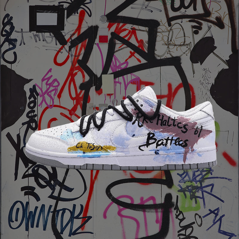 Custom graffiti on a snowy night Dunk – hand-painted custom sneakers | DiySneakers