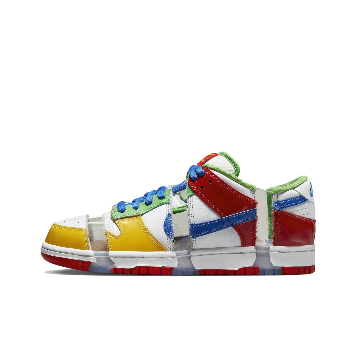Custom eBay x Dunk "Sandy Bodecker" Dunk Low Red/Yellow/Green/Blue – hand-painted custom sneakers | DiySneakers