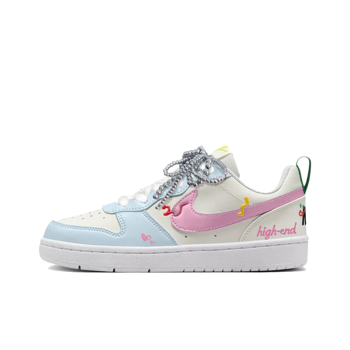 Custom Unlimited Fun/Pink and Blue Court Borough For Children – hand-painted custom sneakers | DiySneakers