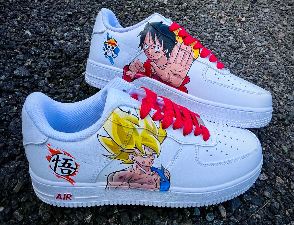 Custom Goku ssj vs luffy Air Force 1 – hand-painted custom sneakers | DiySneakers