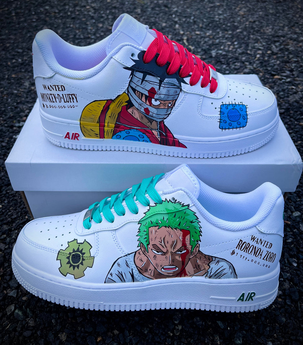 Custom Luffy Vs Zoro Air Force 1 – hand-painted custom sneakers | DiySneakers