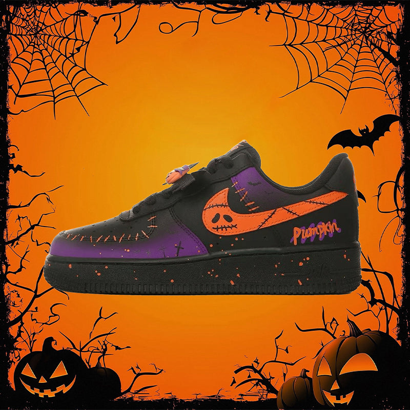 Custom Ghost Party Air Force 1 Low Black/Purple – hand-painted custom sneakers | DiySneakers