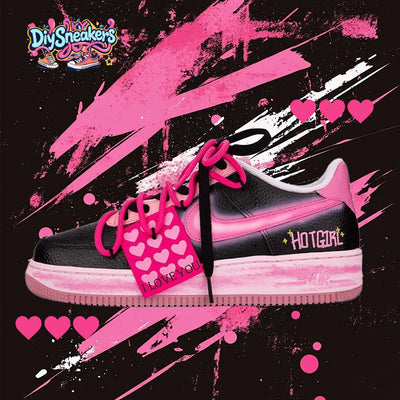 Custom Sweet love heart Air Force 1 Low White Pink GS 2022 – custom sneakers view 2 | DiySneakers