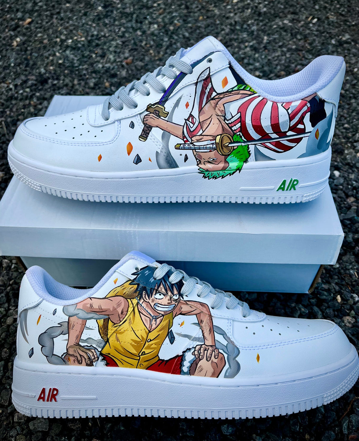 Custom Luffy&Zoro One piece Air Force 1 – hand-painted custom sneakers | DiySneakers