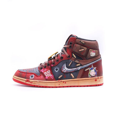 Customized Deadpool Air Jordan 1 Shoes Hand-drawn – custom sneakers view 2 | DiySneakers
