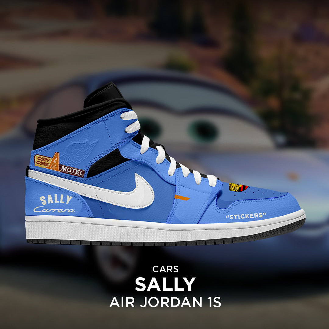 Custom Sally X Cars Air Jordan 1 Blue – hand-painted custom sneakers | DiySneakers
