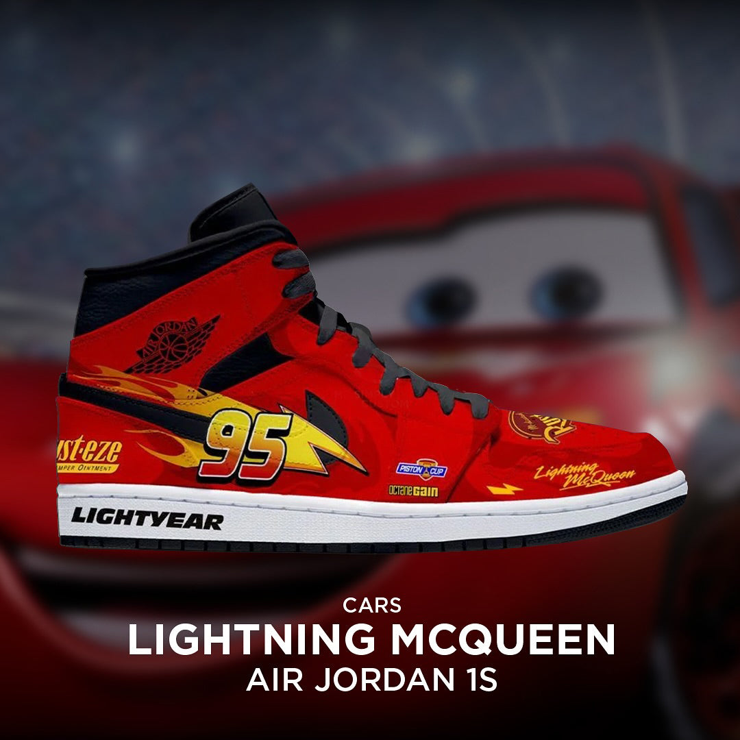 Custom Lightning Mcqueen X Cars Air Jordan 1 Red – hand-painted custom sneakers | DiySneakers