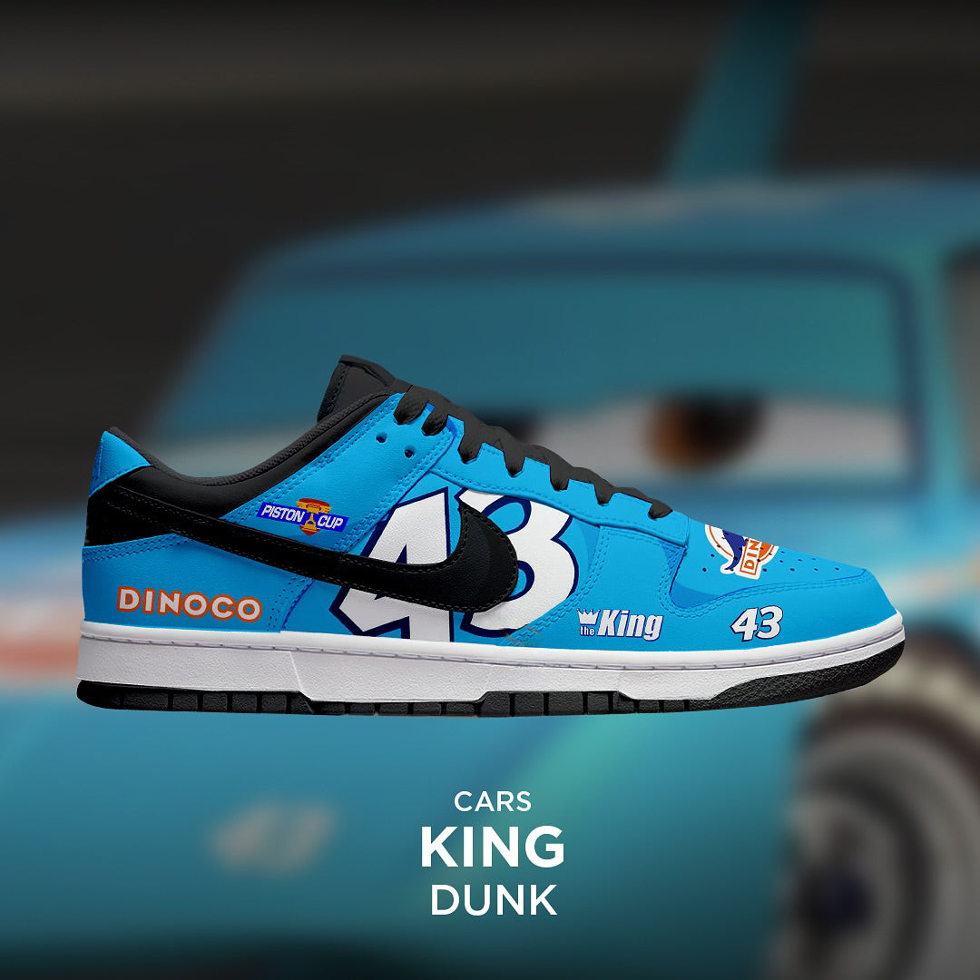 Custom King X Cars Dunk Blue – hand-painted custom sneakers | DiySneakers