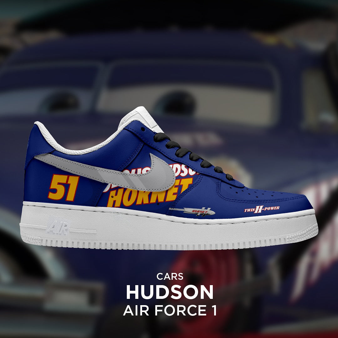 Custom Doc Hudson X Cars Air Force 1 Blue – hand-painted custom sneakers | DiySneakers